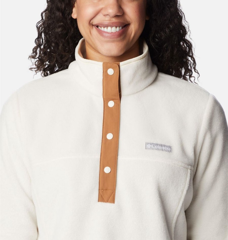 White Women's Columbia Benton Springs Half Snap Fleece Pullover | MFLPY-7391