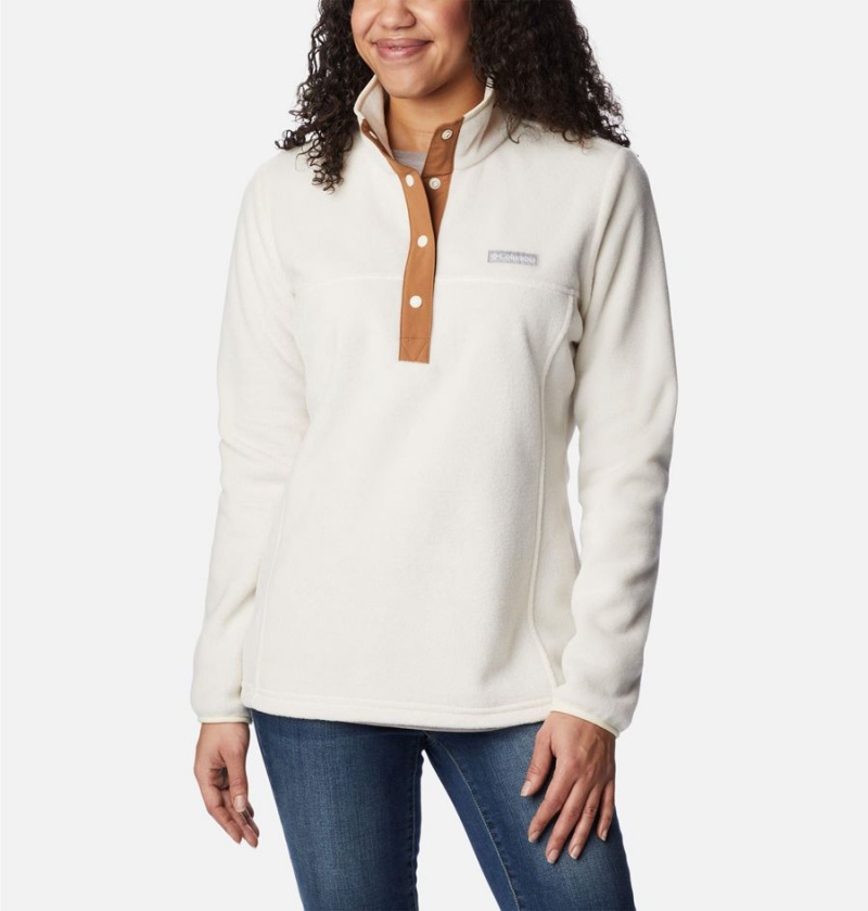 White Women's Columbia Benton Springs Half Snap Fleece Pullover | MFLPY-7391