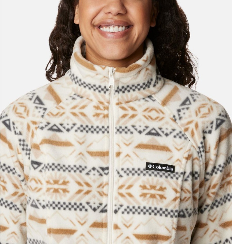 White Women's Columbia Benton Springs Printed Full Zip Fleece Jacket | NSTCV-7264