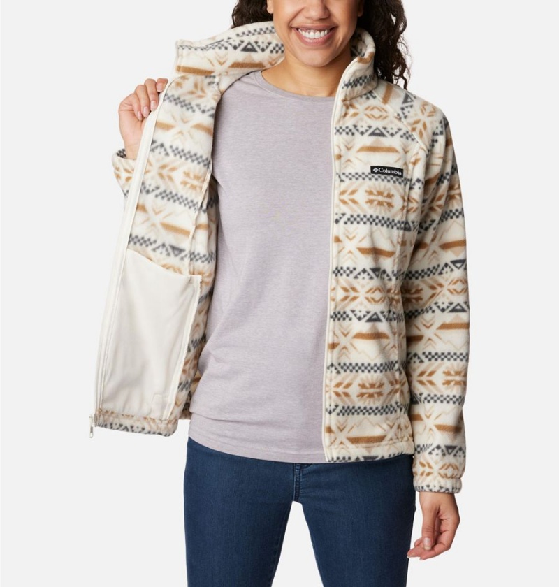 White Women's Columbia Benton Springs Printed Full Zip Fleece Jacket | NSTCV-7264