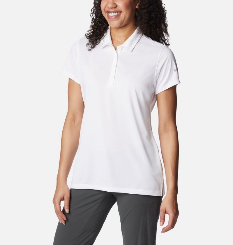 White Women's Columbia Birdie Golf Polo T-Shirt | YNORL-7139