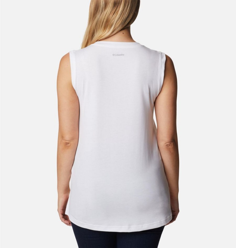 White Women's Columbia Boundless Beauty Tank Top | DSABZ-6928