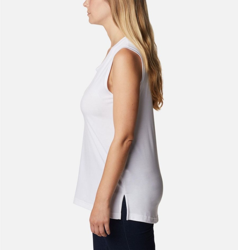 White Women's Columbia Boundless Beauty Tank Top | DSABZ-6928