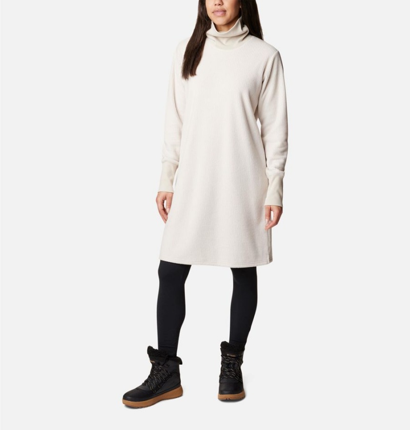 White Women's Columbia Boundless Trek Fleece Dress | IRFAB-2804