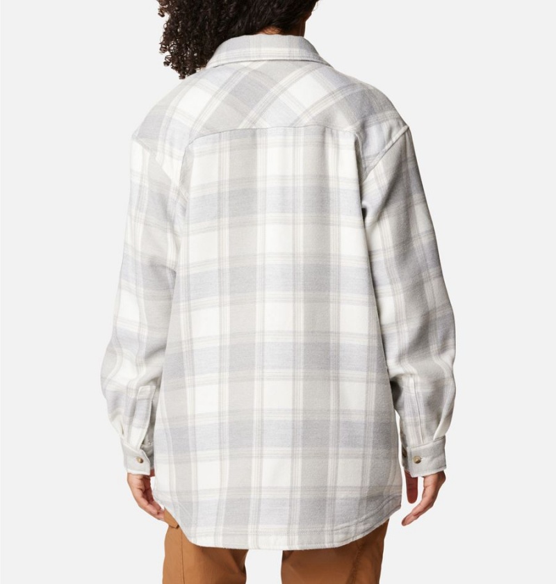 White Women's Columbia Calico Basin Jacket Shirt | XNLQA-9210