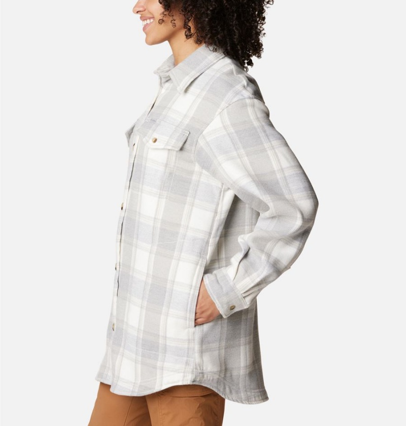 White Women's Columbia Calico Basin Jacket Shirt | XNLQA-9210