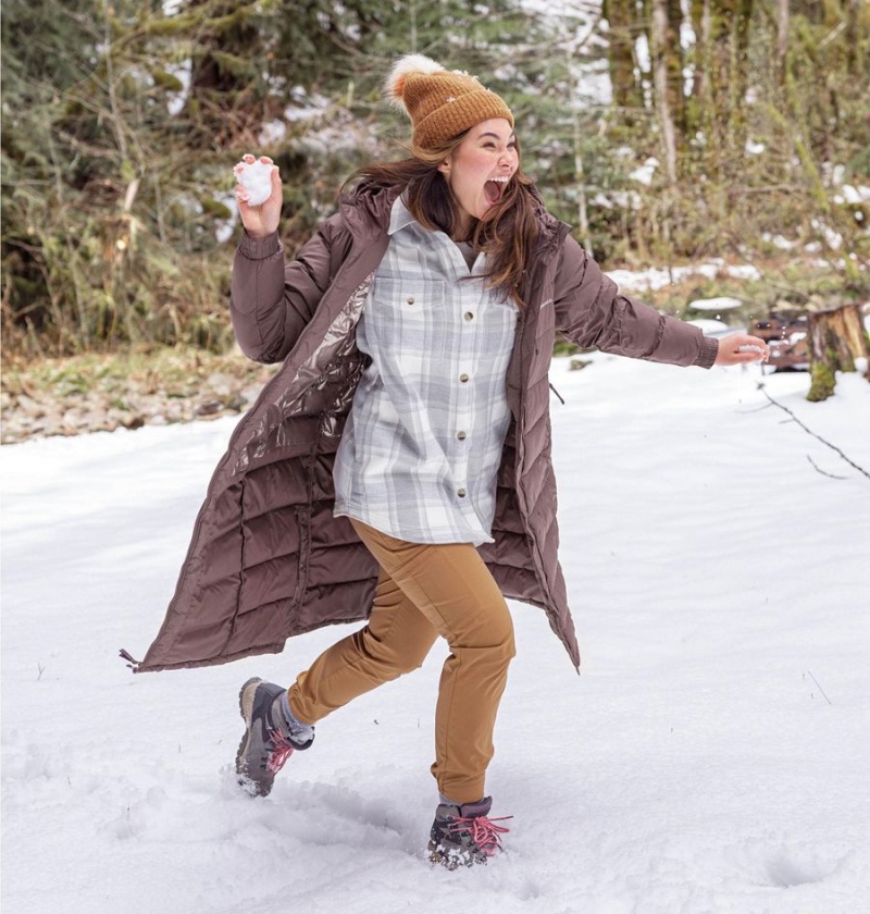 White Women's Columbia Calico Basin Jacket Shirt | XNLQA-9210