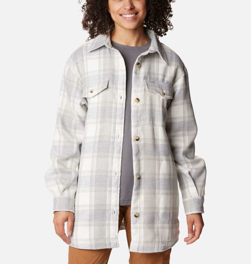 White Women\'s Columbia Calico Basin Jacket Shirt | XNLQA-9210