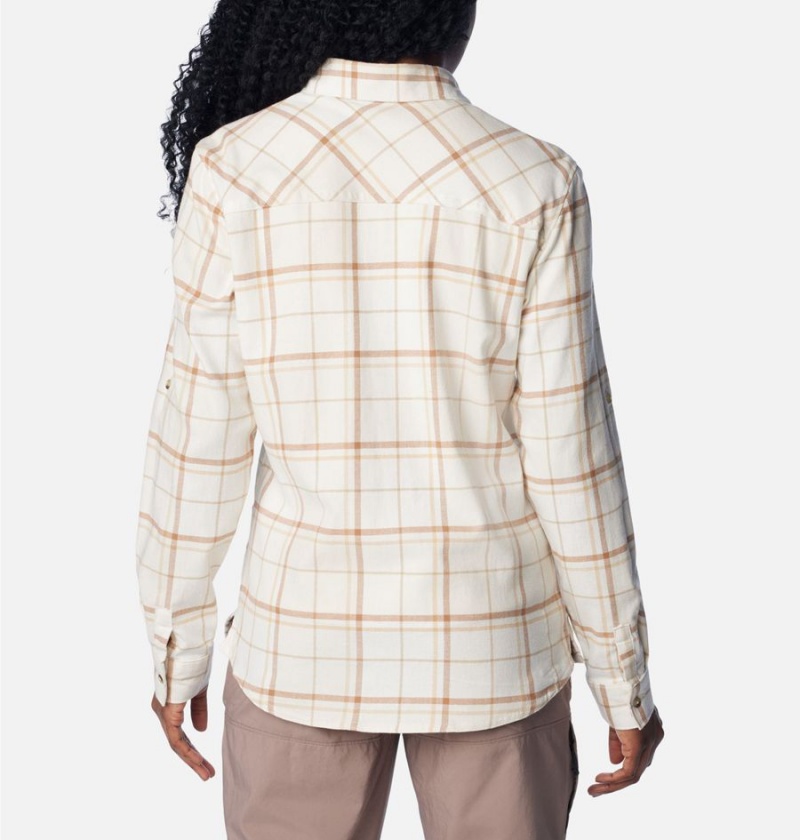 White Women's Columbia Clay Hills Stretch Flannel Shirt | ISMVZ-2539