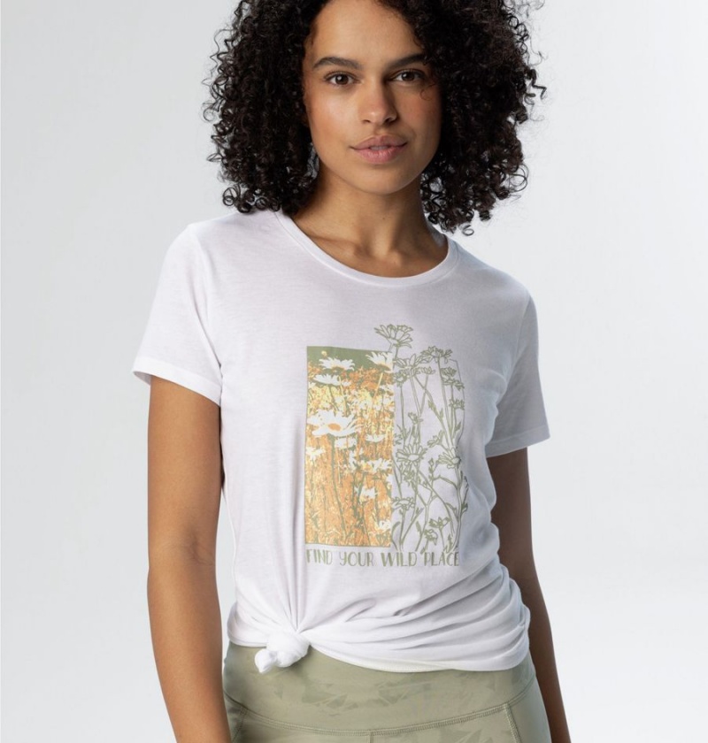 White Women's Columbia Daisy Days Graphic T-Shirt | BMDHK-2847