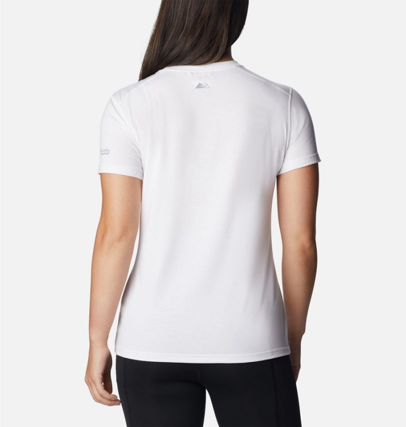 White Women's Columbia Endless Trail Running Tech T-Shirt | GEWDB-6238