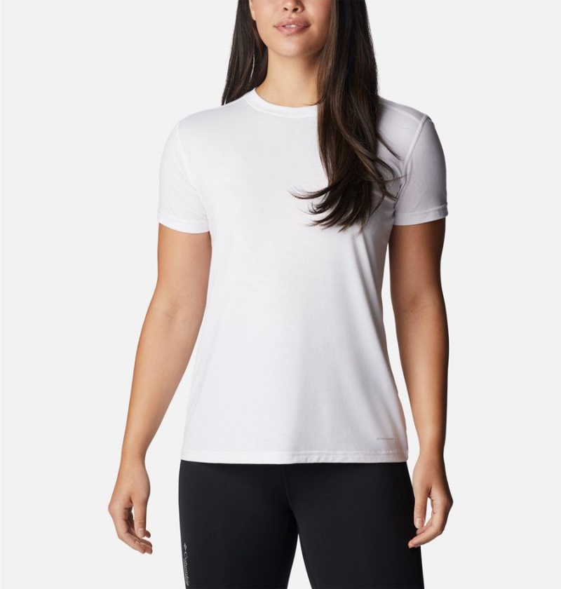 White Women\'s Columbia Endless Trail Running Tech T-Shirt | GEWDB-6238