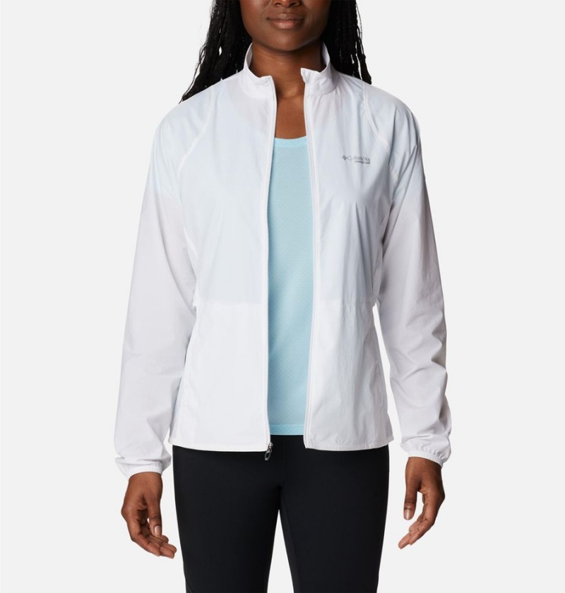 White Women's Columbia Endless Trail Wind Shell Jacket Windbreaker | NOCQW-3054