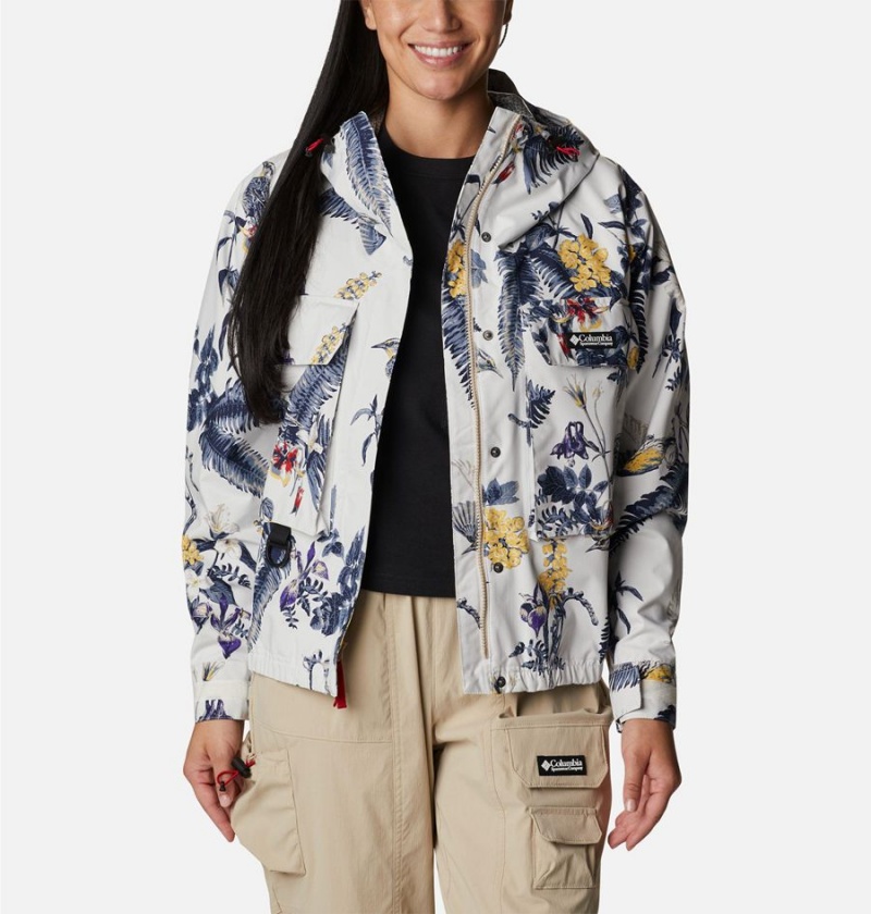 White Women's Columbia Field Creek Fraser Cropped Shell Rain Jacket | KIJZH-2045