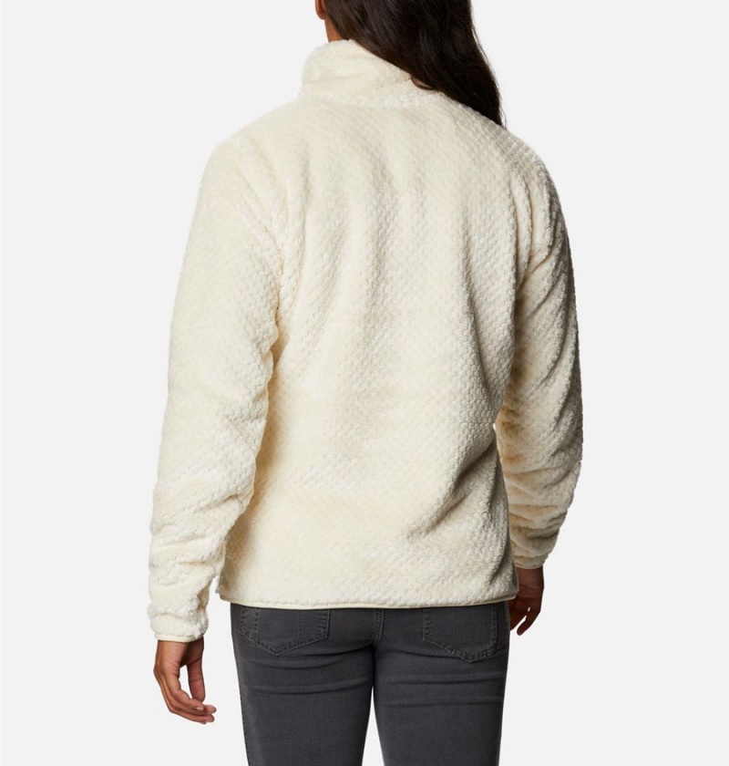 White Women's Columbia Fire Side Quarter Zip Sherpa Fleece Pullover | JRKBX-2856