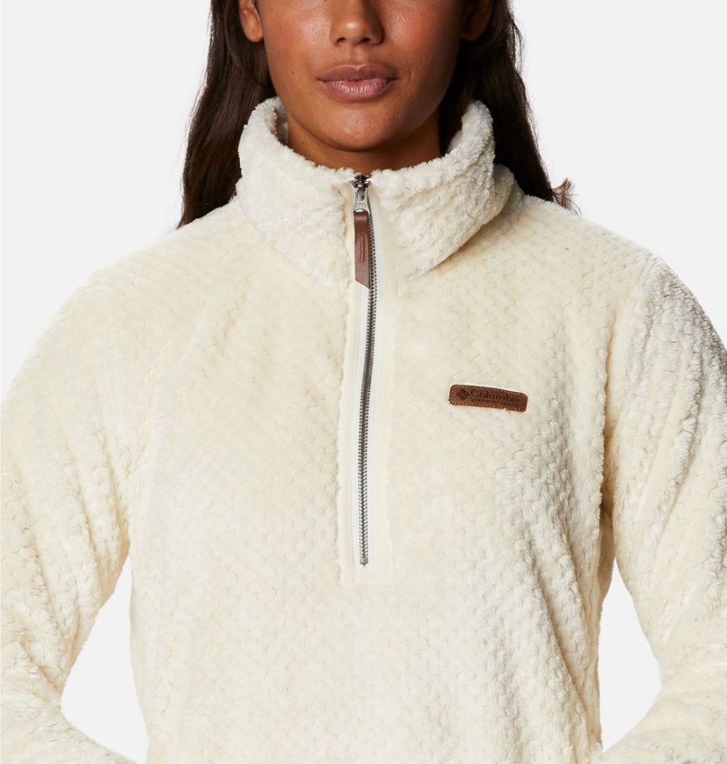 White Women's Columbia Fire Side Quarter Zip Sherpa Fleece Pullover | JRKBX-2856