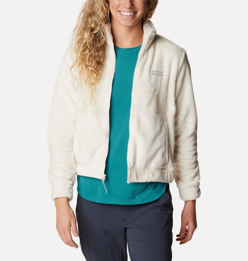 White Women's Columbia Fireside Full Zip Fleece Jacket | CIOBP-9573