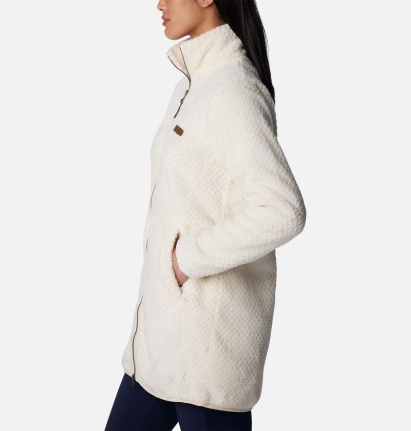 White Women's Columbia Fireside Long Full Zip Fleece Jacket | KQUPZ-8450