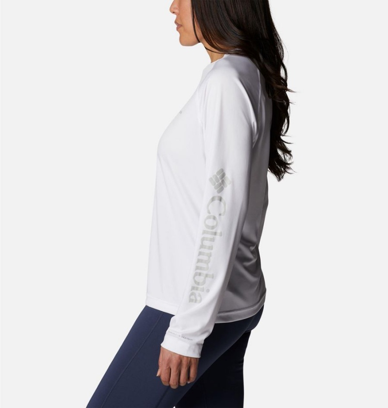 White Women's Columbia Fork Stream Long Sleeve T-Shirt | KGPWH-4029