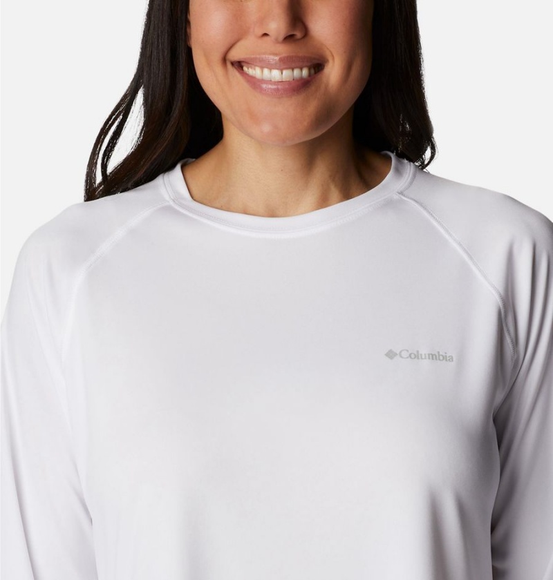 White Women's Columbia Fork Stream Long Sleeve T-Shirt | KGPWH-4029