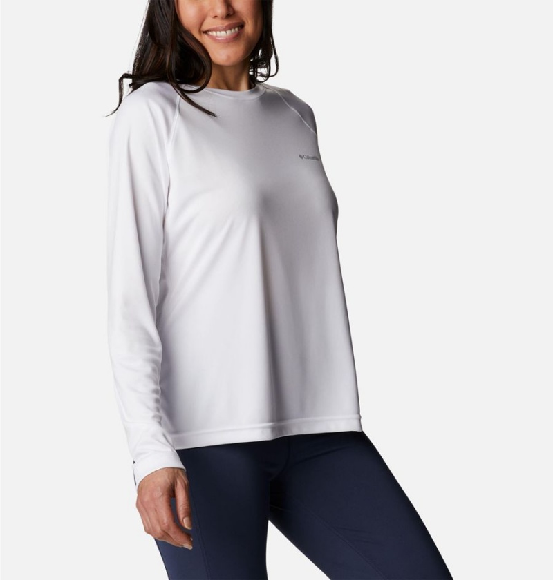 White Women's Columbia Fork Stream Long Sleeve T-Shirt | KGPWH-4029