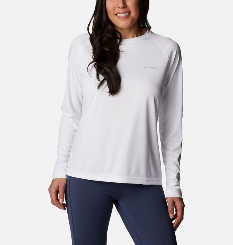 White Women\'s Columbia Fork Stream Long Sleeve T-Shirt | KGPWH-4029