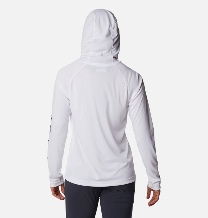 White Women's Columbia Fork Stream Long Sleeve Hoodie | MXOCJ-7694