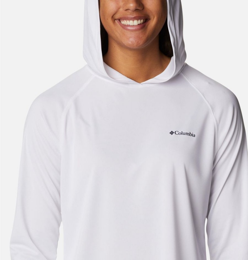 White Women's Columbia Fork Stream Long Sleeve Hoodie | MXOCJ-7694