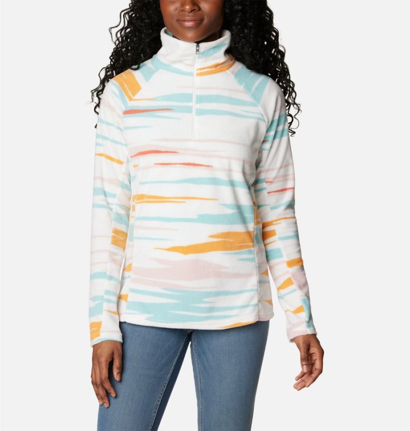 White Women's Columbia Glacial IV Print Half Zip Pullover | JUGFO-1095