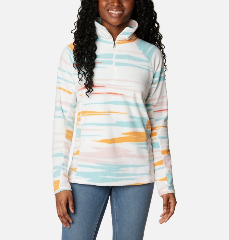 White Women\'s Columbia Glacial IV Print Half Zip Pullover | JUGFO-1095