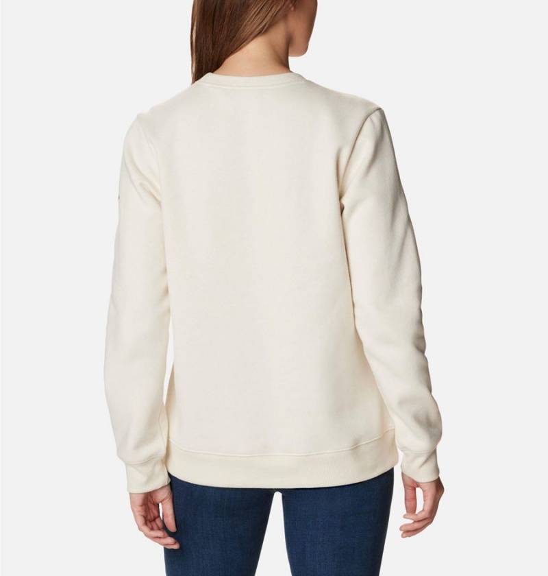 White Women's Columbia Hart Mountain II Graphic Crew Pullover | QVGYJ-8457