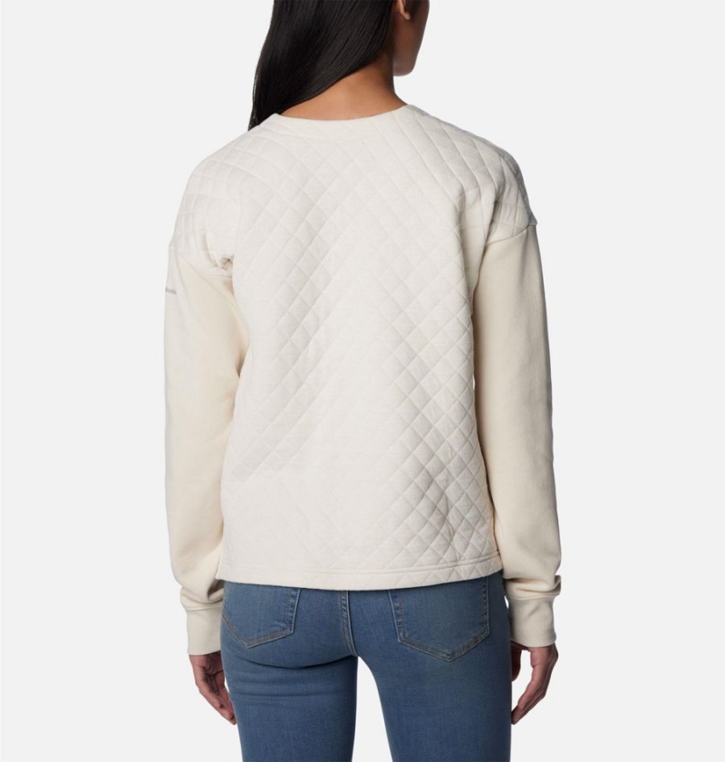 White Women's Columbia Hart Mountain Quilted Crew Pullover | GFAHB-4217