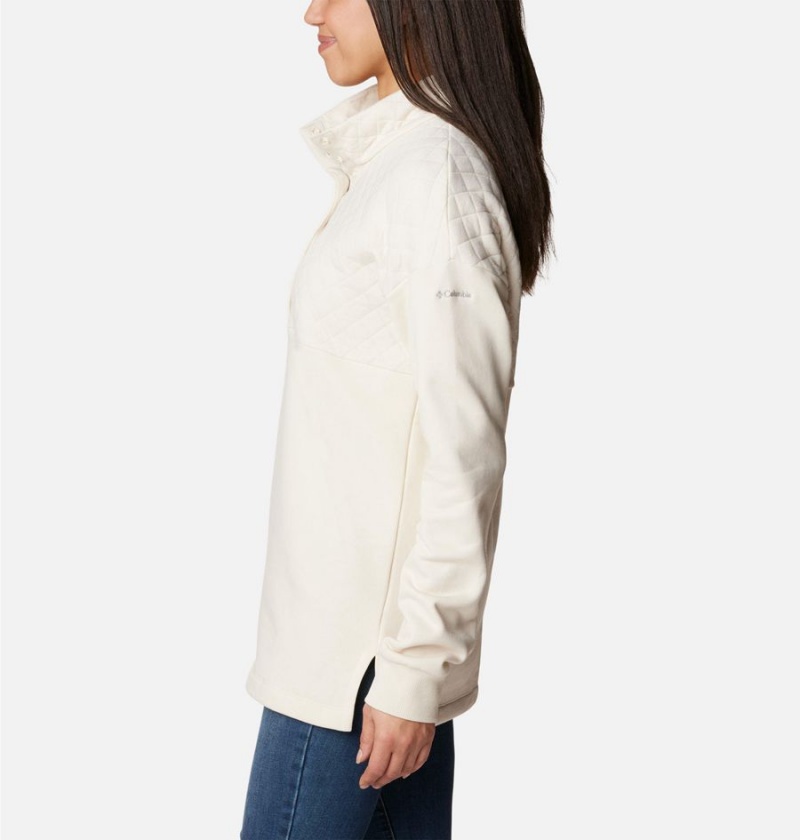 White Women's Columbia Hart Mountain Quilted Half Snap Pullover | PFNXK-6273