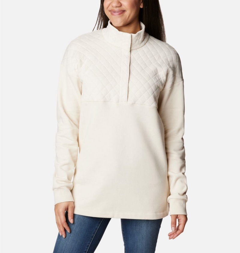 White Women's Columbia Hart Mountain Quilted Half Snap Pullover | PFNXK-6273