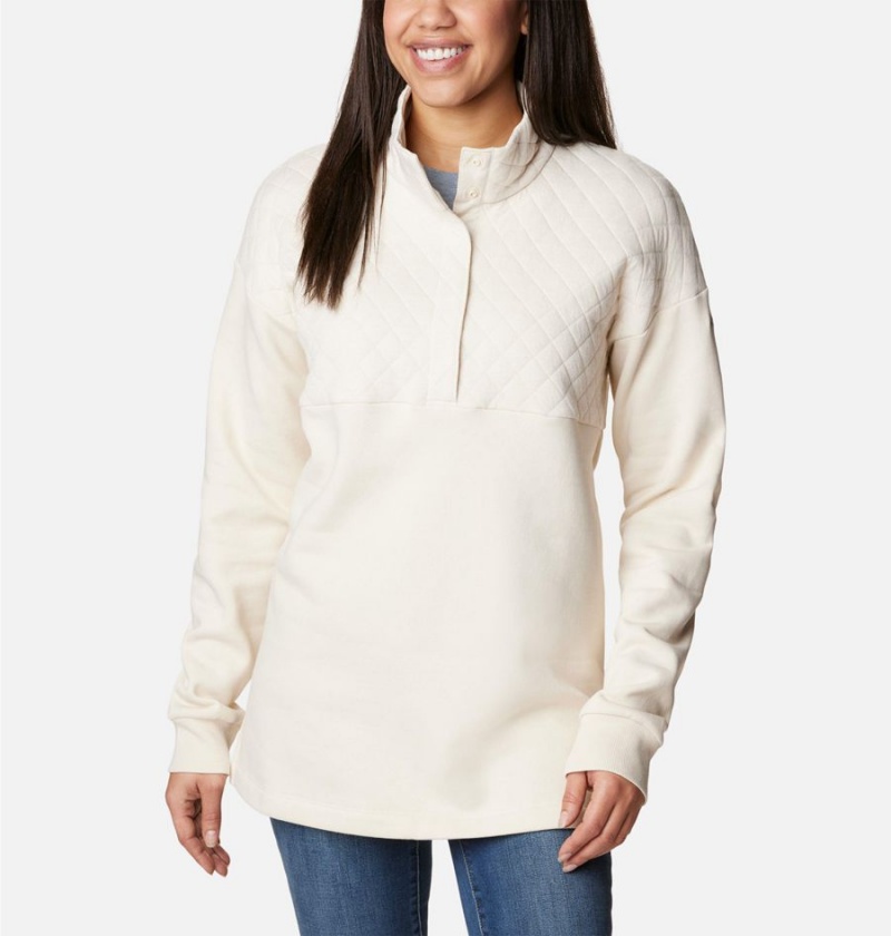 White Women\'s Columbia Hart Mountain Quilted Half Snap Pullover | PFNXK-6273