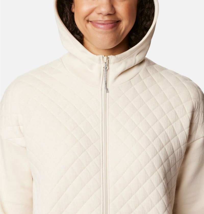 White Women's Columbia Hart Mountain Quilted Hooded Full Zip Fleece Jacket | IHDCM-5849