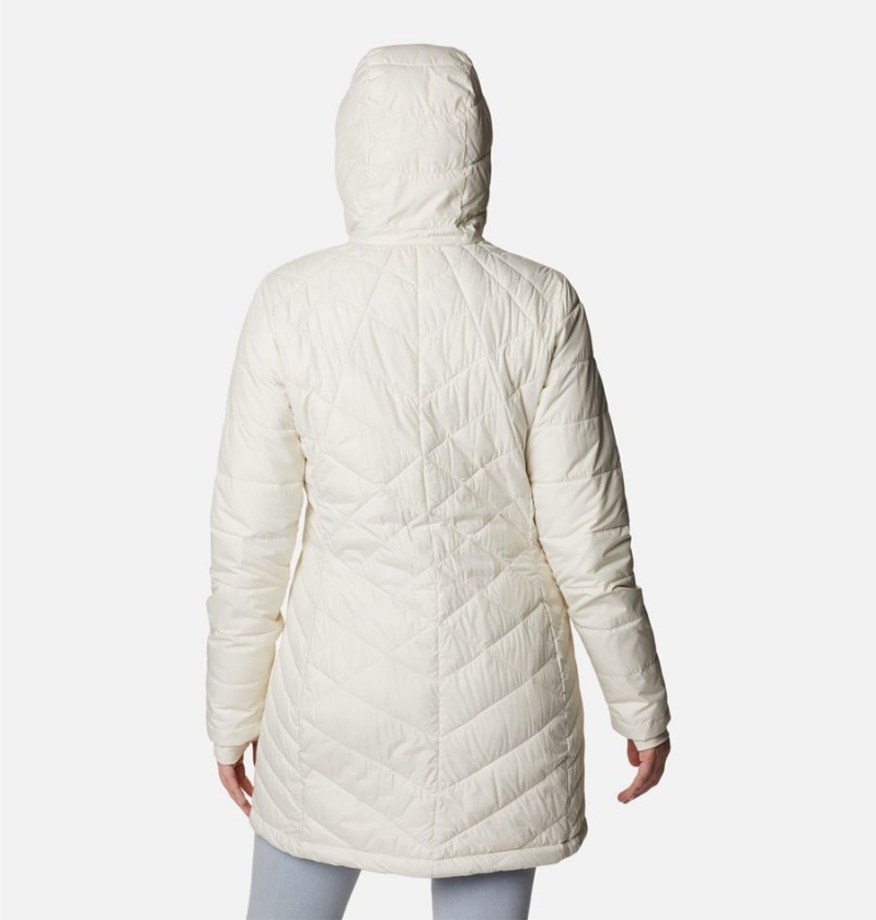 White Women's Columbia Heavenly Long Hooded Puffer Jacket | TMZRU-0934