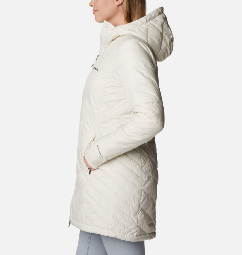 White Women's Columbia Heavenly Long Hooded Puffer Jacket | TMZRU-0934