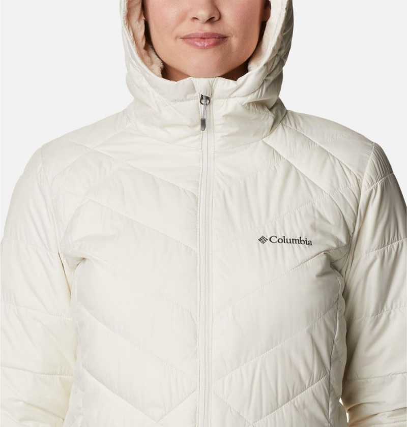 White Women's Columbia Heavenly Long Hooded Puffer Jacket | TMZRU-0934