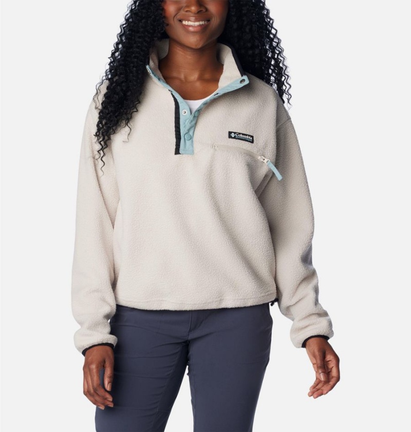 White Women's Columbia Helvetia Cropped Half Snap Fleece Pullover | JIGYS-0967