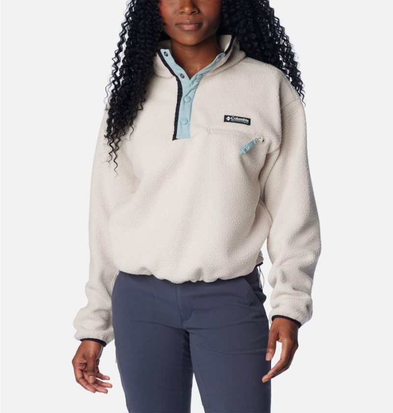 White Women\'s Columbia Helvetia Cropped Half Snap Fleece Pullover | JIGYS-0967