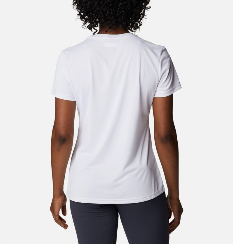 White Women's Columbia Hike Short Sleeve Crew T-Shirt | ISNUB-4172