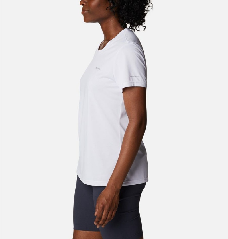 White Women's Columbia Hike Short Sleeve Crew T-Shirt | ISNUB-4172