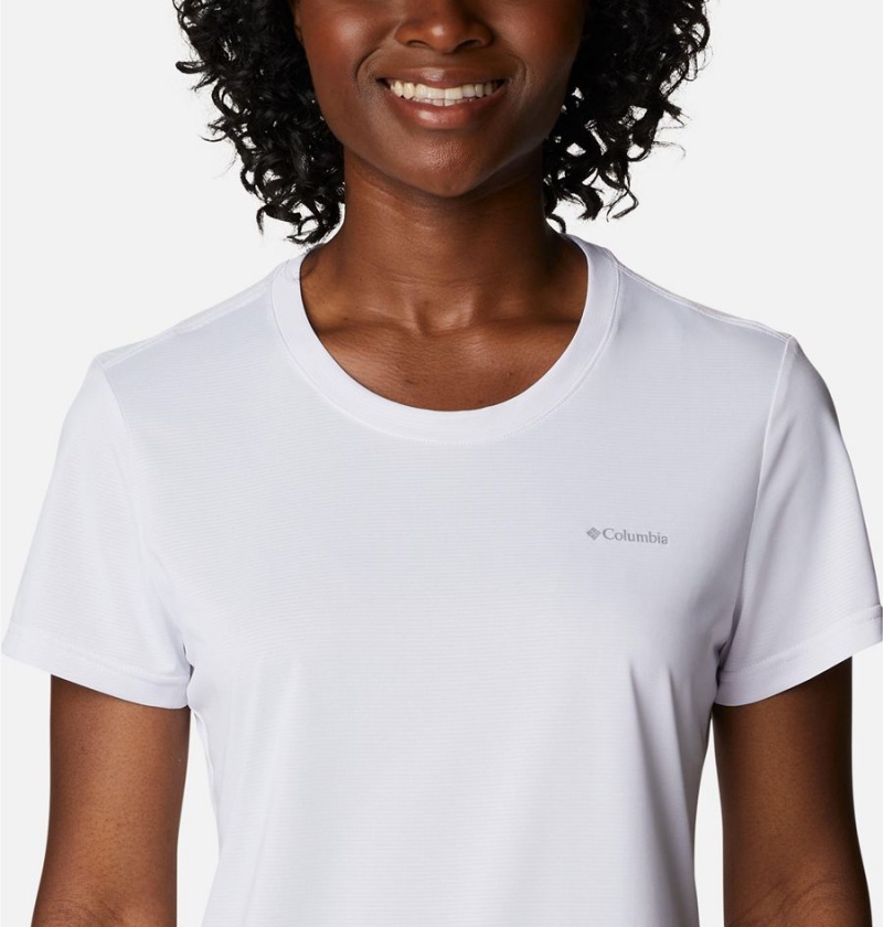 White Women's Columbia Hike Short Sleeve Crew T-Shirt | ISNUB-4172