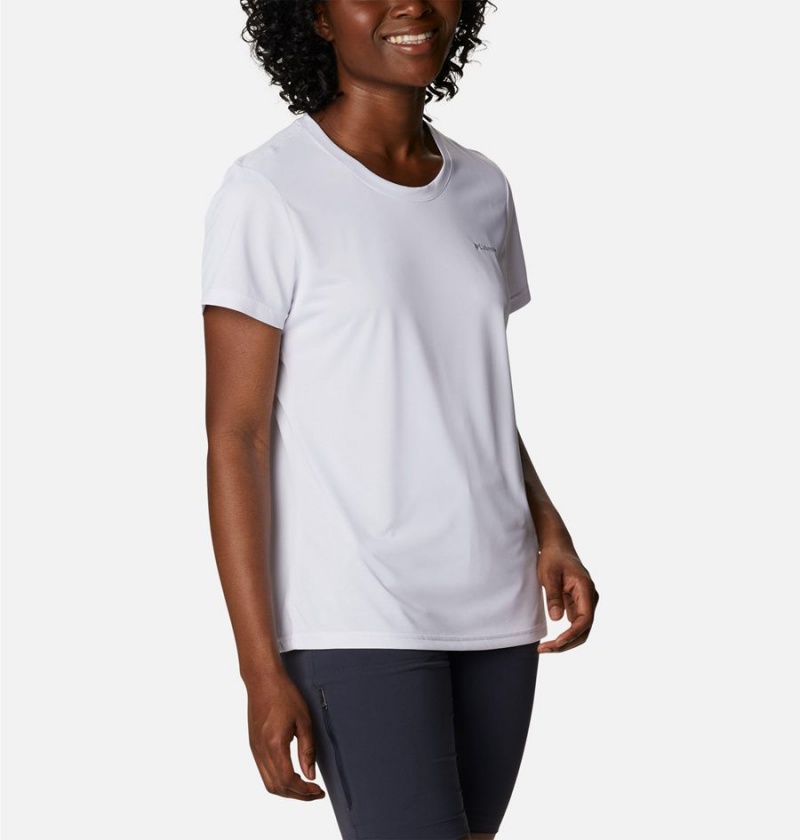 White Women's Columbia Hike Short Sleeve Crew T-Shirt | ISNUB-4172