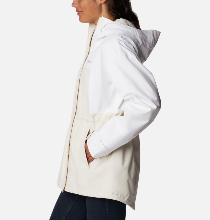 White Women's Columbia Hikebound Long Rain Jacket | YZELM-4605