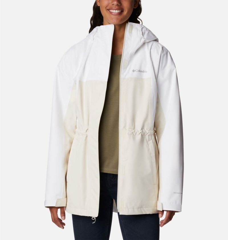 White Women's Columbia Hikebound Long Rain Jacket | YZELM-4605