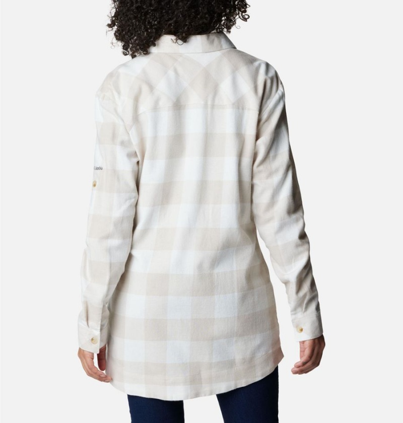 White Women's Columbia Holly Hideaway Flannel Shirt | KHREJ-3069