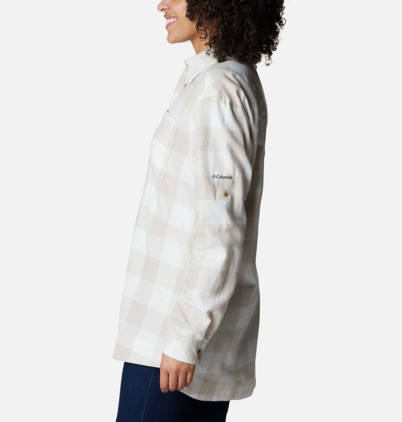 White Women's Columbia Holly Hideaway Flannel Shirt | KHREJ-3069