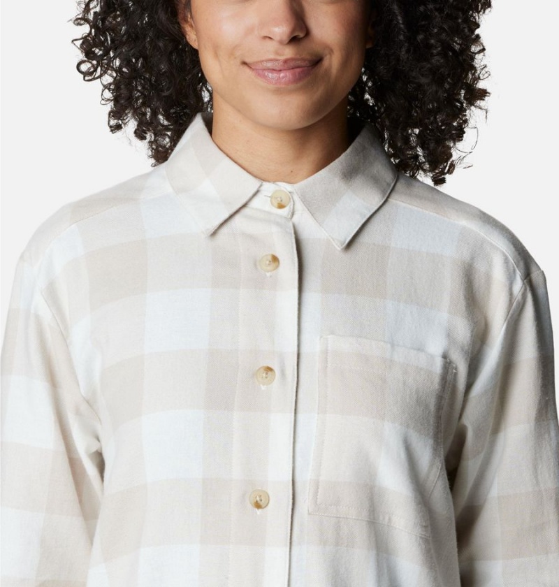 White Women's Columbia Holly Hideaway Flannel Shirt | KHREJ-3069